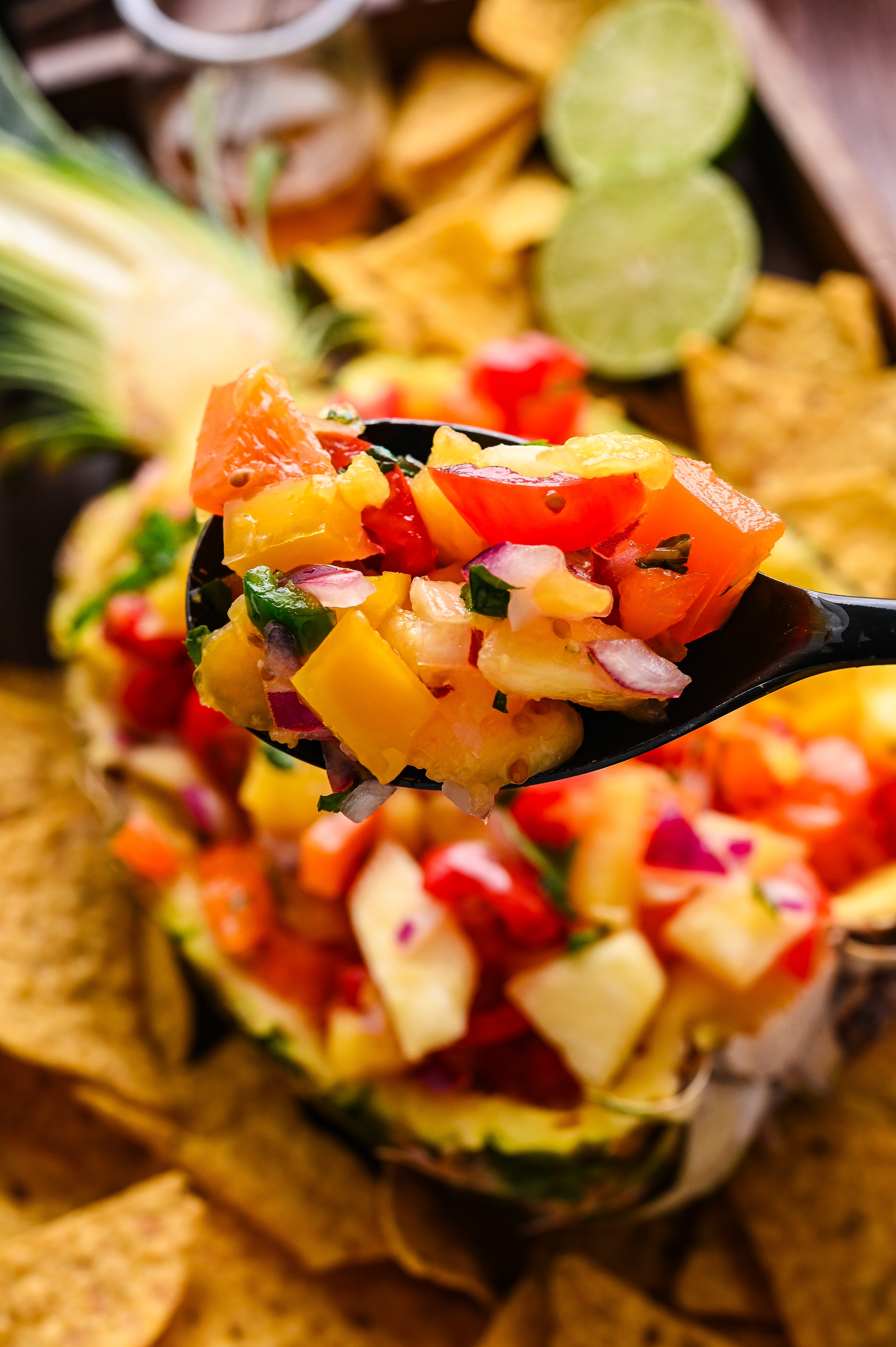Pineapple Salsa in a Pineapple Bowl