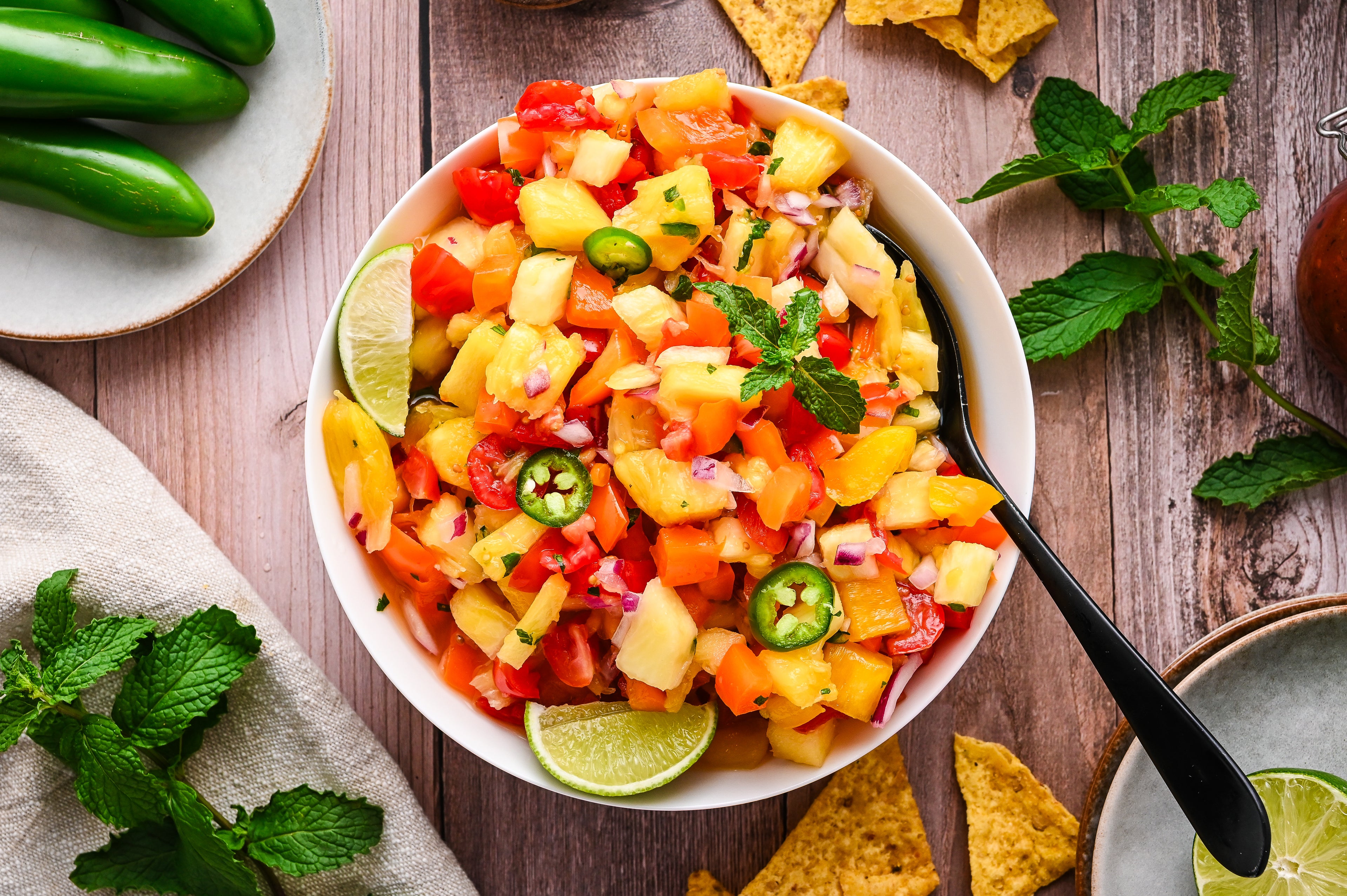 Pineapple Salsa in a Pineapple Bowl