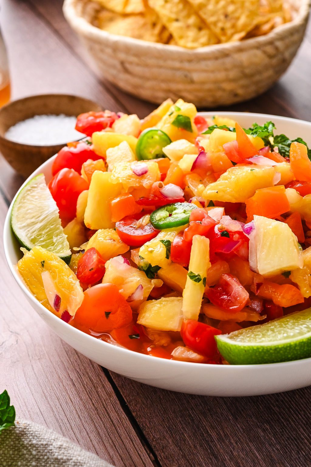 Pineapple Salsa in a Pineapple Bowl